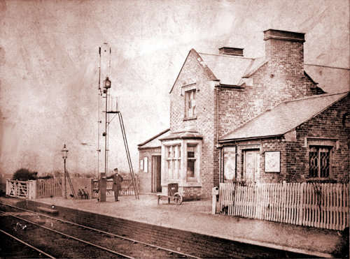 Station Master Joseph Chambers outside Spondon Station (Dated Dec. 1865)