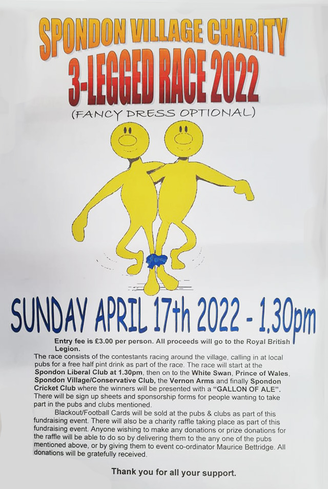 Spondon 3-legged race 2022 poster