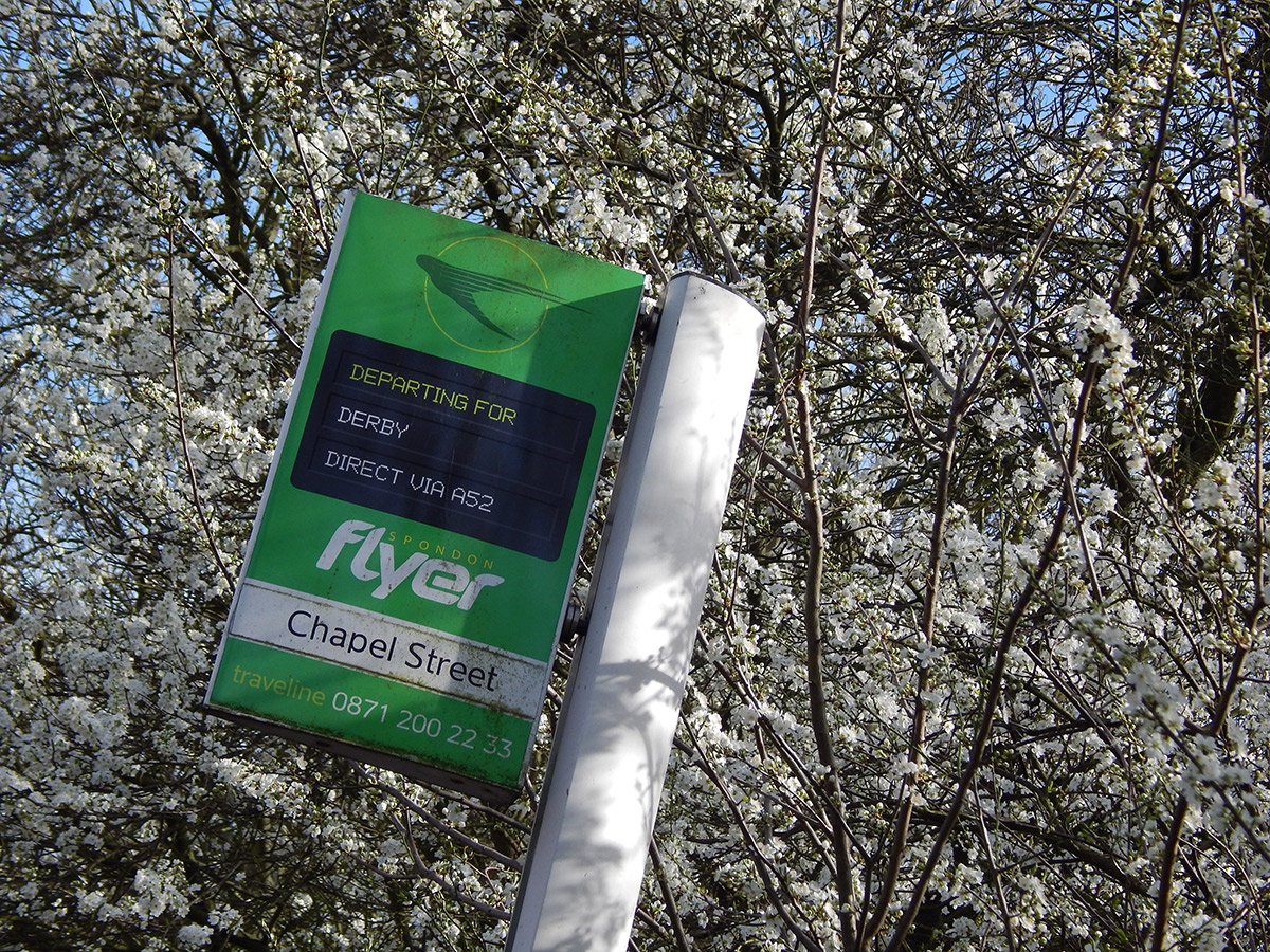 Photograph of Spondon Flyer bus stop on Chapel Street