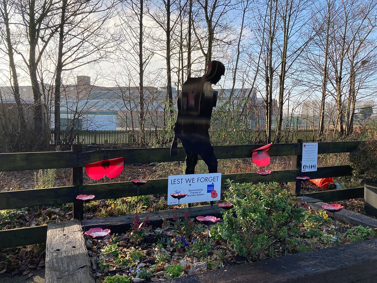 Photograph of "Spondon Tommy" war memorial at Spondon Station