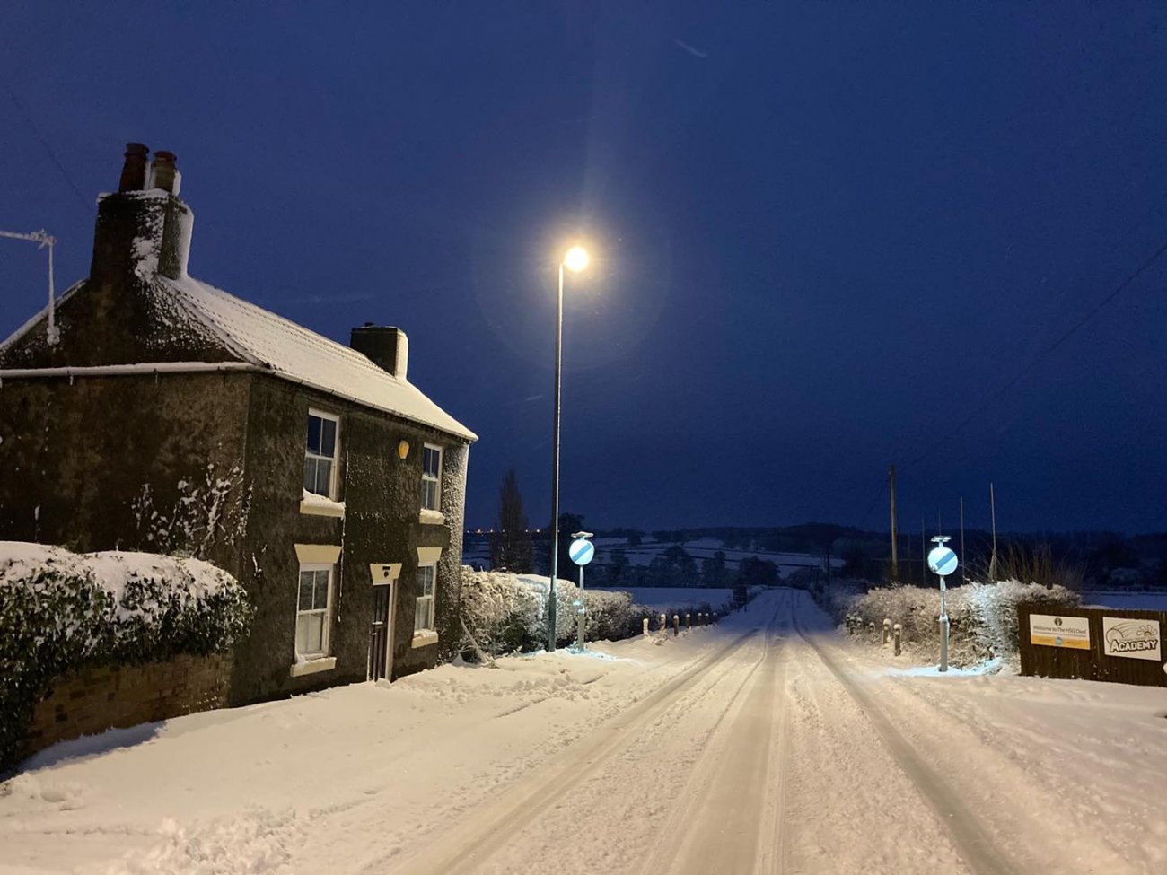 Photograph of Snowy Spondon Nights - Locko Road towards Oakwood