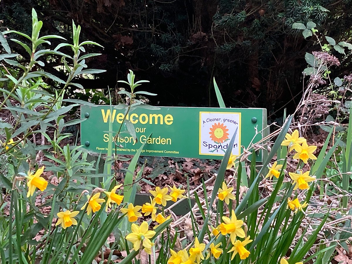 Photograph of Welcome sign at the Sensory Garden, 2021