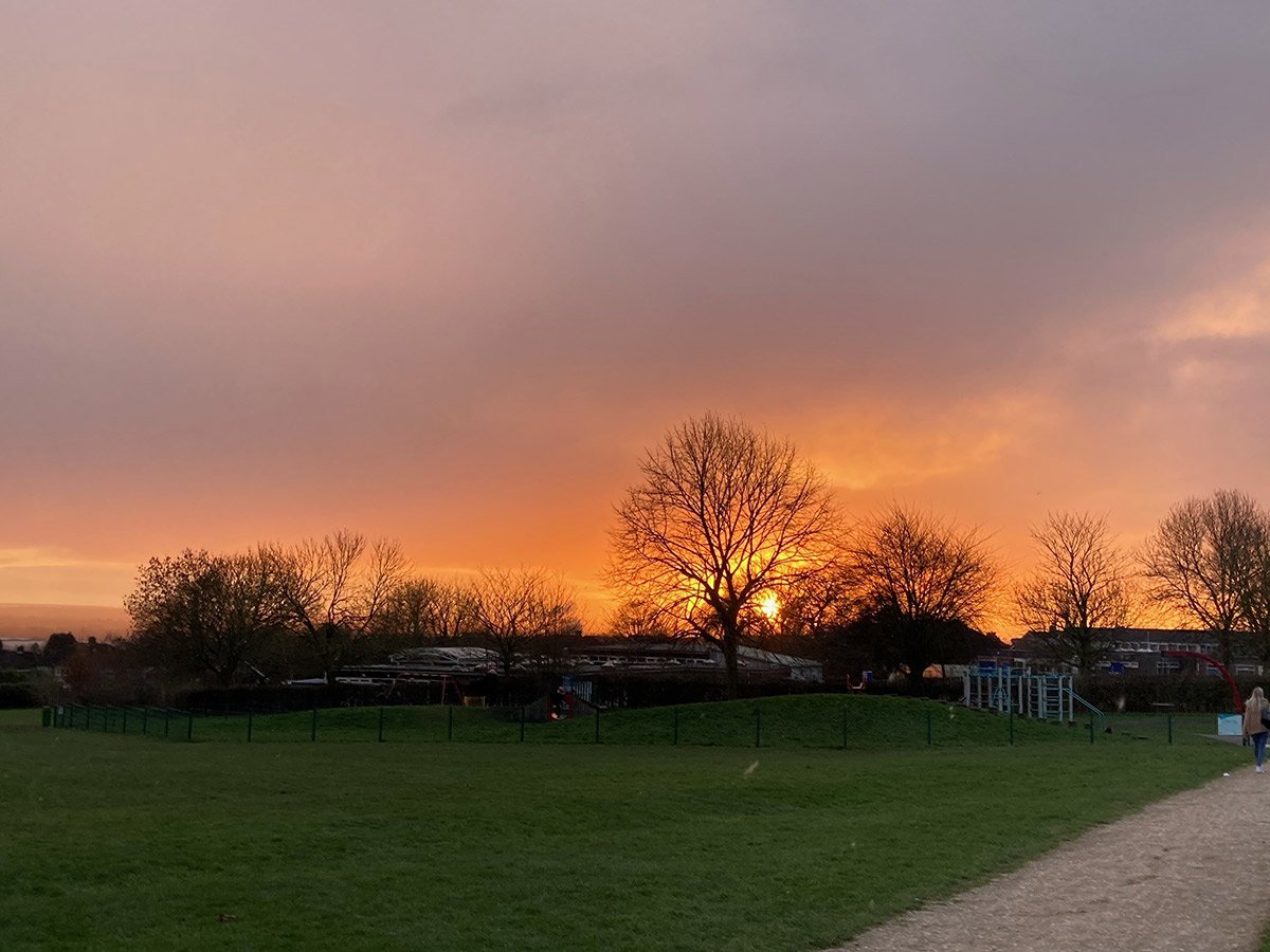 Photograph of Sunset over Borrow Wood Park and School